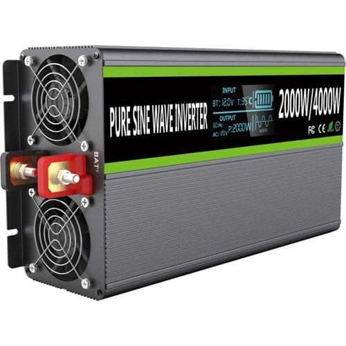 12/24 2000w dc to ac car converter home ups pure sine wave inverter