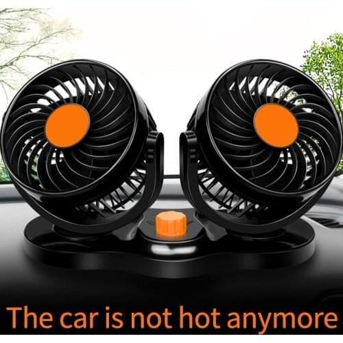 Car Fan 12V/24V Summer Car Windshield Air Fan Back Seat Fan Suction Cup Mount Car Cooling Accessories