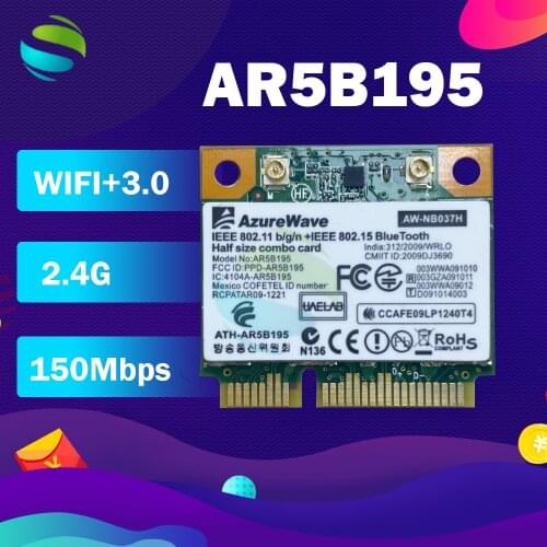 AzureWave AW-NB037H AR9285 AR5B195 AR9002WB-1NGCD Half Mini PCIe BlueTooth3.0+150Mbps WLAN WIFI Card