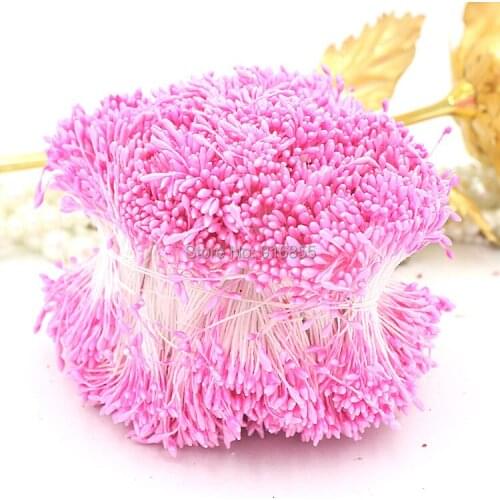 Free shipping 1mm 1800pcs Dark Pink Double Heads pearl Artificial Flower Stamen Sugarcraft Card DIY Craft Cake Decoration