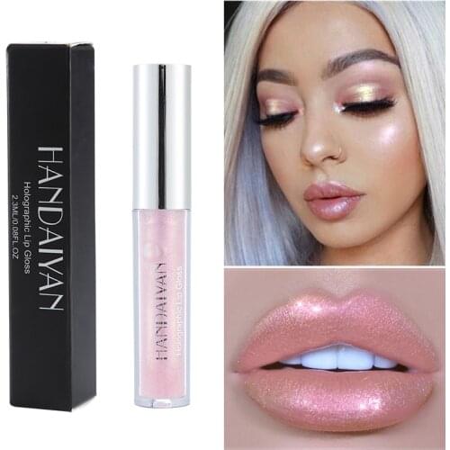 HANDAIYAN Glitter Lip Gloss Tint Laser Holographic Liquid Lipsticks Cosmetics Shiny Pigment Waterproof Makeup Mermaid Lipgloss