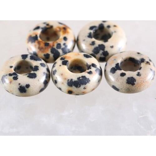 5Pcs Big Hole Beads Natural Stone 14mm Spacer Bead For Jewelry Making Earrings Women Men Ring Gem Dot Jaspers Bead K1057