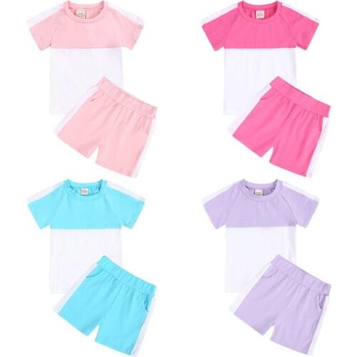 Baby Pajamas Sets Boys Girls Summer Cotton Sleepwear Kids Short Sleeve Top + Pants 2-Pce Suit Loungewear Clothes Sportswear Suit