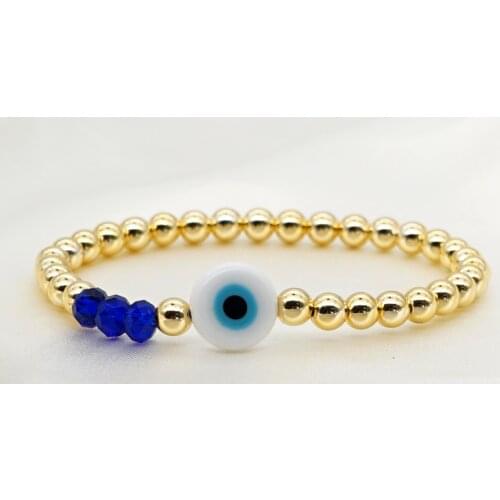 Go2Boho Turkish Evil Eye Bracelets for Women Jewelry Trendy Gold Plated Beaded Pulsera Japan Bead Jewellery Elastic Bracelet