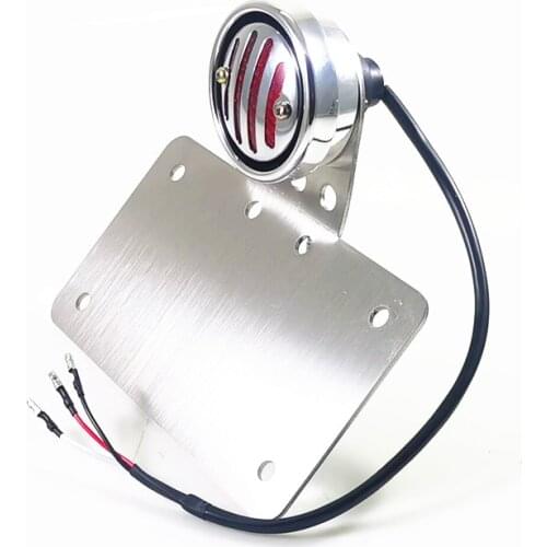 Chrome Motorcycle Grille Taillights LED Tail Brake Light Stop Lamp License Plate Bracket For Harley Cruiser Cafe Racer Custom