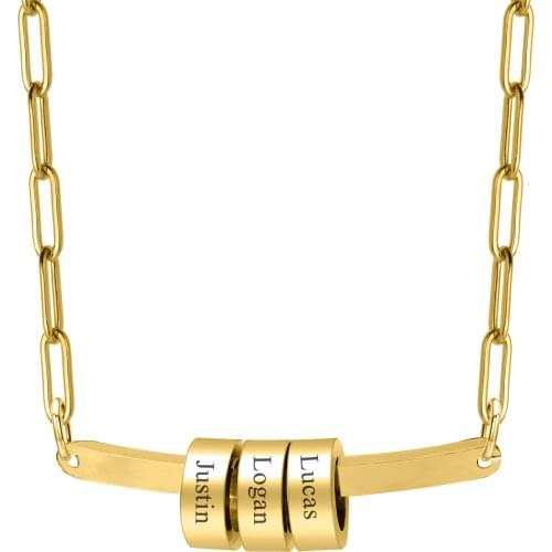 Custom Family Names Mama Gifts Pendant Necklace Personalized Engraved Beads Charms Gold Wedding Gift for Her Mom Grandma Aunt