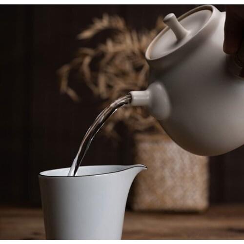 Ceramic Water Kungfu Tea Pot Japanese Type White Clay Rough Pottery Side Pot Electric Furnace Teapot Charcoal Furnace