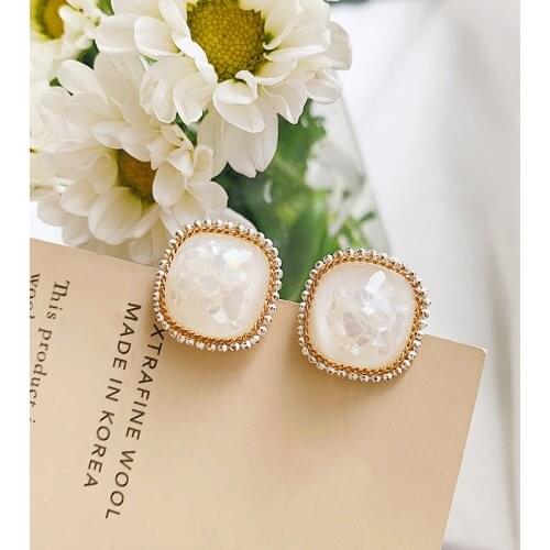 Classic Square Acrylic Women Stud Earrings Geometric Retro-geometric Earrings Fashion Jewelry Womens Accessories