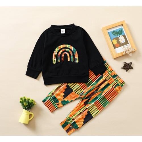 Children 2pcs Printed Clothes Set For Baby Girls Autumn Winter Long Sleeve T-shirt + Elastic Waist Trousers Casual Tracksuits