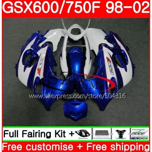 White blue Body For SUZUKI KATANA 98 99 00 01 02 GSXF750 GSX600F GSXF 600 750 28SH6 GSXF600 1998 1999 2000 2001 2002 Fairings
