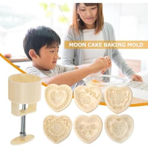 Round Ice Skin Mooncake Molds Mid Autumn Festival DIY Hand Pressure Heart-shaped Cutter Pastry Bake Tools Support Dropshipping