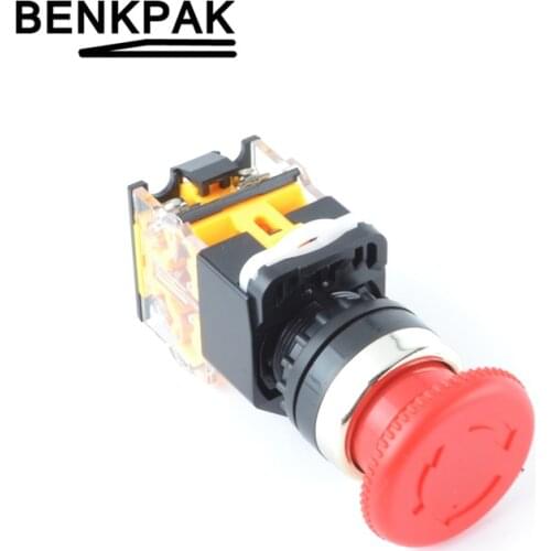 LA38-11ZS 22mm mushroom lock button switch aluminum head silver 1NO+1NC