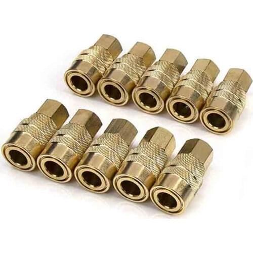 1/4" 10-Piece NPT Solid Brass Coupler
