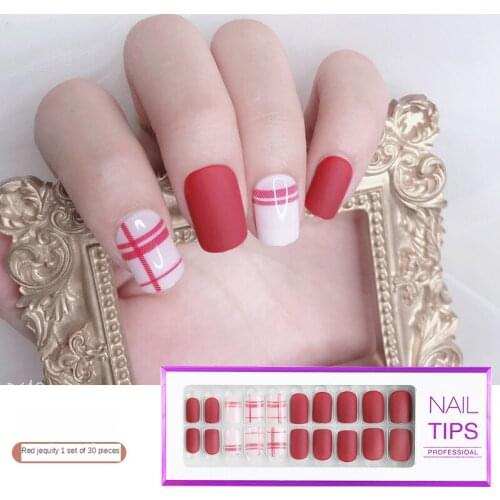 30pcs Detachable False Nail Artificial Tips Set Full Cover for Short Decoration Press On Nails Fake Art Extension Tips With Glue