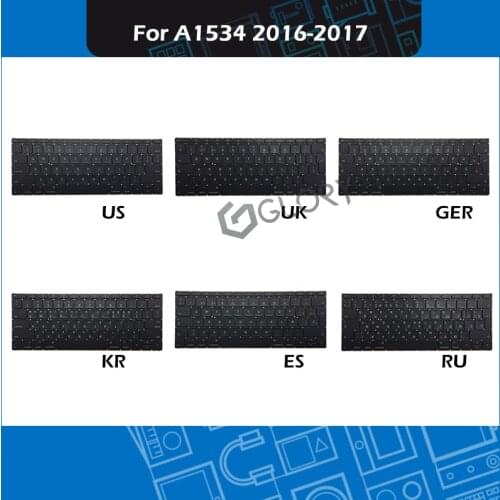 New Laptop Replacement Keyboard US UK Russian Spanish German Korean For Macbook Retina 12" A1534 keyboard Early 2016 Mid 2017