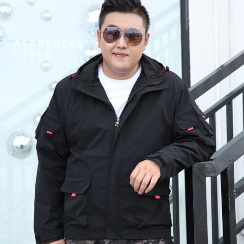 New autumn trend fat men jacket plus size 9XL loose tooling Long Sleeve Coats Casual Multi-pocket hooded outerwear Hoodies