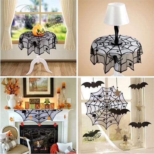 Halloween Style New Party Decoration Spiderweb Black Lace Table Covers Cloth For Halloween Decoration Home Decor