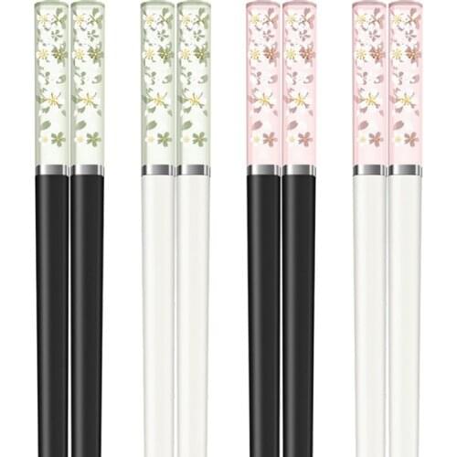 Amber Cherry Blossom Alloy Chopsticks Chinese Chopsticks Reusable Tableware