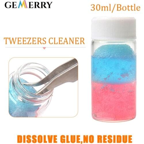 GEMERRY 30ml Eyelash Tweezers Cleaning Professional Glue Remover Liquid Sponge Eyelashes Extension Cleaner