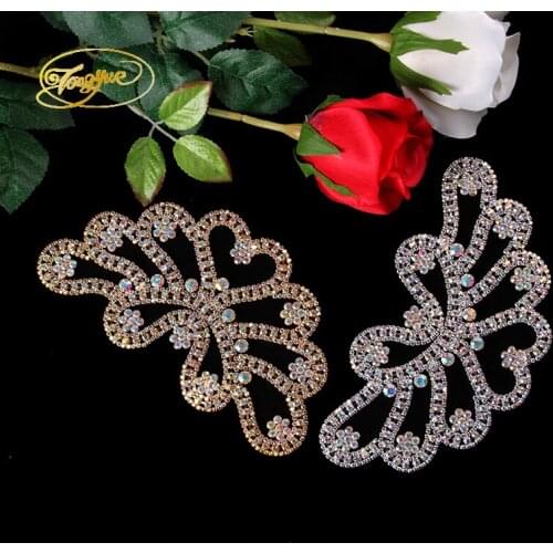 17 * 9.5 cm Heart-Shaped Water Drill Applique Dress And Dress Accessories For The Wedding Dress