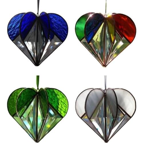 Multi-sided Heart Colorful Hanging Decoration Wind Bell Ornaments Wall Decor Home Shop Decorative Car Pendant Ornaments