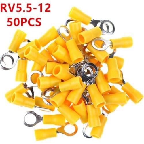 RV5.5-12 Yellow Ring insulated terminal 50PCS/Pack cable Crimp Terminal suit 4-6mm2 Cable Wire Connector RV5.5-12 RV