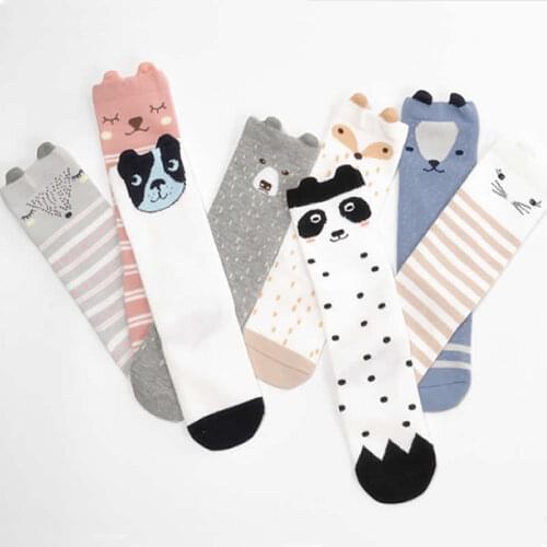 Cartoon newborn infant baby socks cotton Boys girls tube strip animal knee high socks Non-slip Girls knee high sock