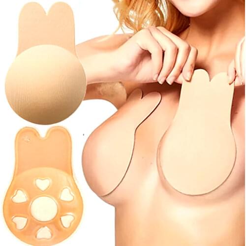 Silicone Self Adhesive Bra Push Up Strapless Backless Bras for Wedding Bridal Dress Reusable Breast Lift Bras Nipple Cover Pads