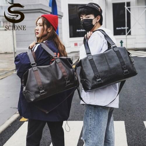 Fashion Classic Travel Bag Men Female High Quality PU Leather Hand Bags Luggage Fitness Gym Sports Business Shoulder Bags XA205M