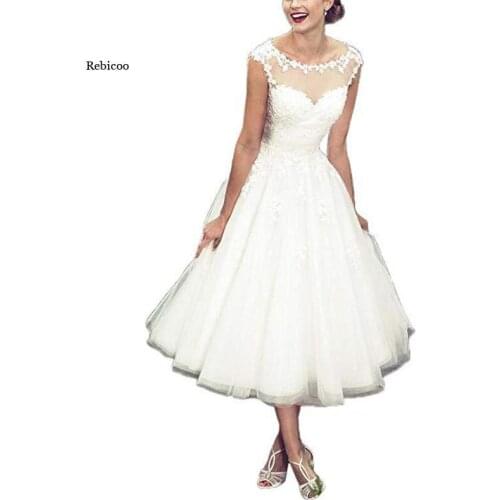 A-Line O-Neck Floor Length Tulle Sleeveless Lace Bride Wedding Party Gown Dress Bridal Gowns