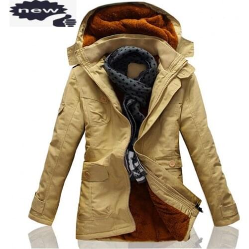 2021 New Khaki Trench Coat For Men Fashion Hooded Windbreaker Fur Lining Warm Winter Mens Overcoat Large Size 5XL Jackets