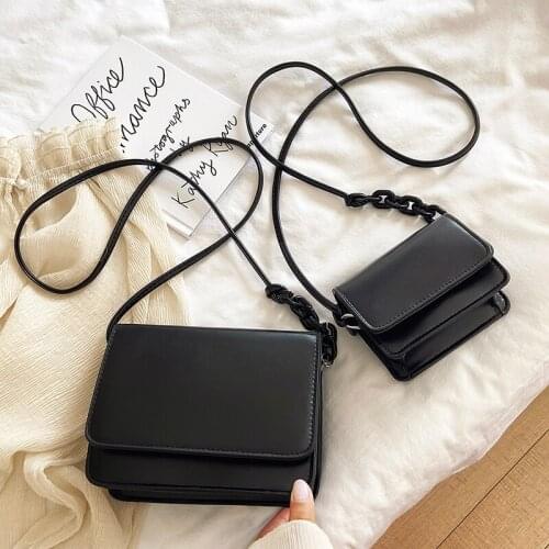 Women Mini PU Leather Shoulder Bag Solid Cover Square Crossbody Bag for Woman 2021 Designer Travel Shoulder Bags Womens