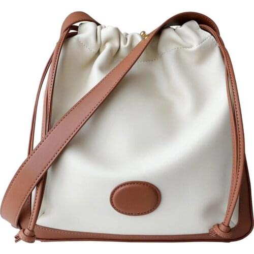 Woman Real Leather String Shoulder Bags Large Capacity Casual Shopping Bag Female Patchwork Totes Bag Handbags Designer 2021 New