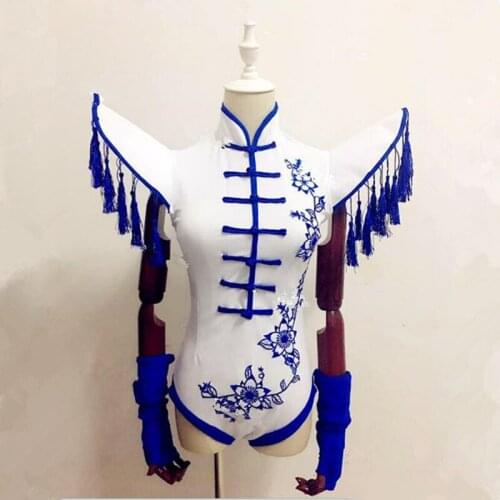 Female sexy slim bodysuit costumes modeling jumpsuit show stage nightclub party bar prom performance singer dancer China style