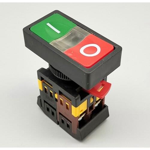 1Pcs 22mm/25mm 220V AC ON/OFF START STOP 1NO 1NC 2 buttons AS-22N 25N Momentary double head Push Button Switch With LIGHT