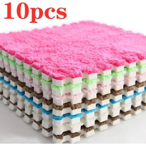10pscFoldable Carpets for Living Room Plush Soft Climbing Cappet Rug Split Joint Bath Room Anti-skid Rugs Pink Shaggy Area Rug
