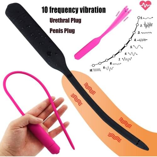 10 Speed Long Urethral Vibrator Penis Plug Massager Catheter Dilator Male Masturbation Sex Toys for Men