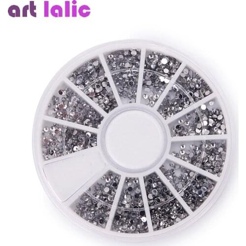 2000Pcs 1.5mm Round Glitter Nail Art Rhinestones For Nail Decoration Clear Transparent Glitter Crystal Gems Nail Tips Wheel