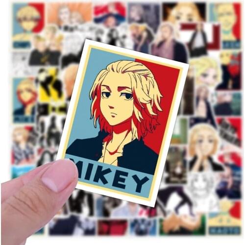 50 PCS Tokyo Revengers Stikers Anime Manjiro Sano Ken Ryuguji Mikey Draken Keisuke Baji Takashi Mitsuya PVC Stickers for Kid Toy