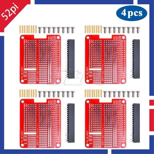 52Pi 4PCS Prototype Hat Breadboard DIY Proto Hat Shield for Raspberry Pi 2 / 3 Model B / B