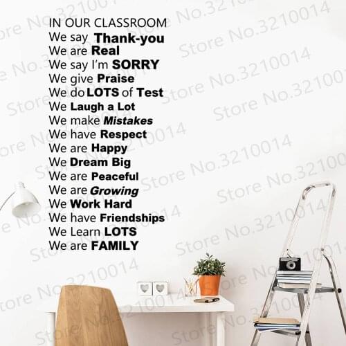 Free Shipping Classroom Rules Vinyl Wall Decal Decor,In Our Classroom We Say Thank You ,Home School And Classroom Decor PW691