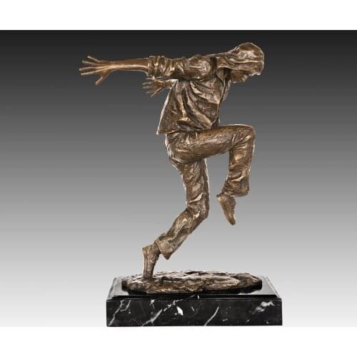 Bronze Statue Street Dance Boy Sculpture Figurine Art Hot Casting Brass Home Cabinet Decor Gift