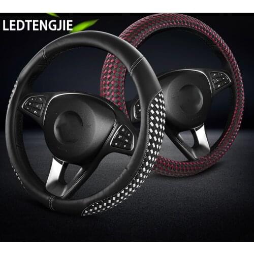 LEDTENGJIE Car Steering Wheel Cover Universal Summer Ice Silk Breathable Non-slip Sweat-absorbent Interior Fashion
