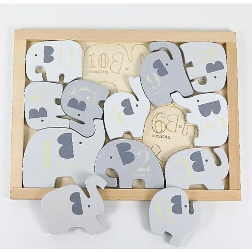 Wooden 3d Animal Elephant Jigsaw Puzzle Board Montessori Digital Cognition Educational Stacking Height Toys For Childrens Gift