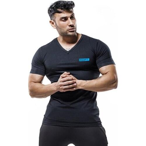 2021 Mens Casual Fashion Summer Design Top Quality Fitness V-neck T-shirt Classic Clothing Sport Running Short Sleeve Tshirt