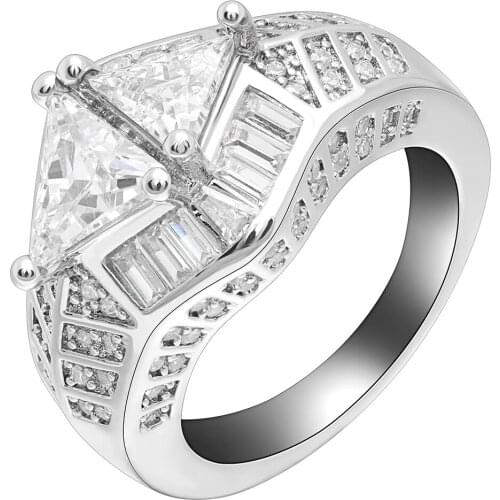 Hainon New Arrival Vintage Silver Color Filled Wedding Rings For Women Fashion Jewelry Luxury White Zircon Engagement Rings