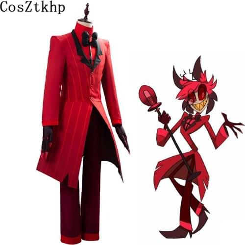 5 PCS/SETS Hotel Cosplay Costume Alastor The Radio Demon Uniform Carnival Christmas Costumes Red Suit Mardi Gras Anime Cosplay