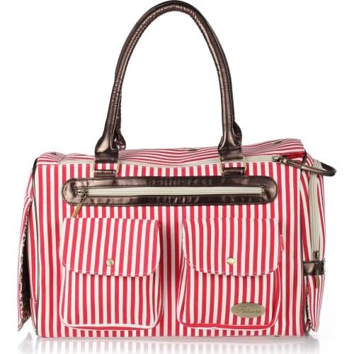 Red Thick Striped Canvas Fashion Pet Dogs Carrier Bag Free Shipping Fashion Small Puppy Dogs Bag