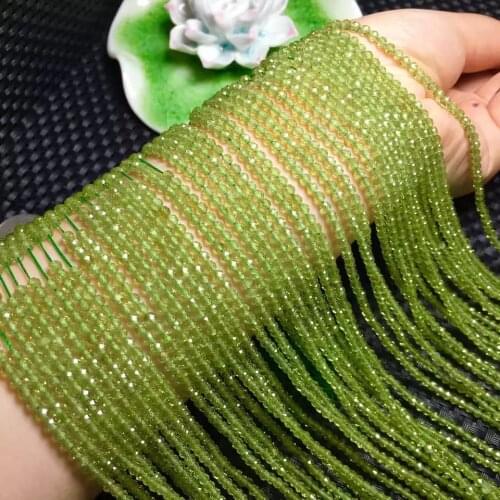 Loose beads peridot green round faceted 2mm 15" for DIY jewelry making FPPJ wholesale beads nature gem stone