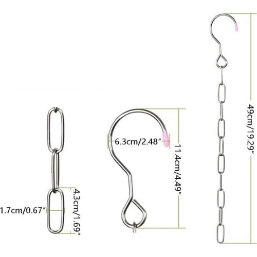 Stainless Steel Clothes Market Shop Display Hanging Chain Hooks With Ring Hanger Household Tools